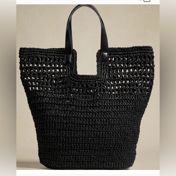 Banana Republic Handbags - Banana Republic Black Woven Paper Tote Bag, New with tags